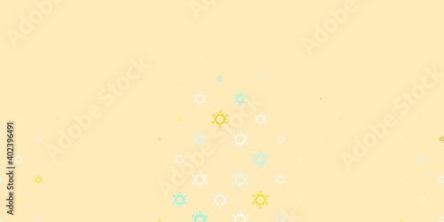 Light blue, yellow vector backdrop with virus symbols.