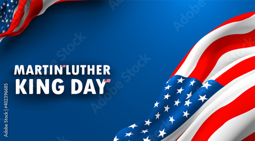 US flag for civil rights of blacks at Martin Luther King day