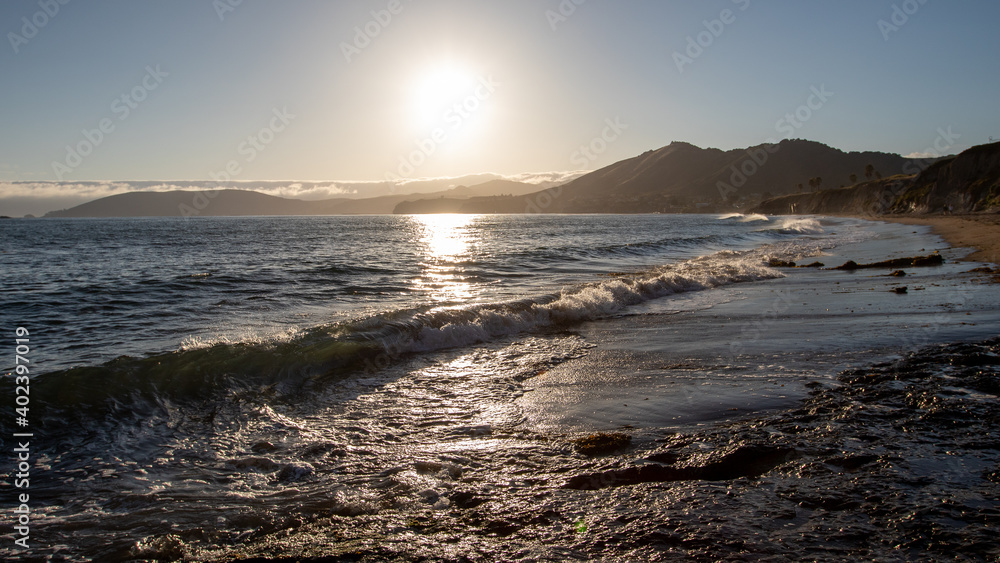 Sunset in Shell Beach California, San Luis Obispo County Ocean Landscape, Central Coast