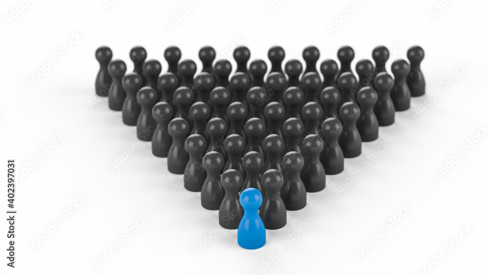 3D-Illustration - A leader in front of a group of employees 3D-Illustration - A leader in front of a group of employees