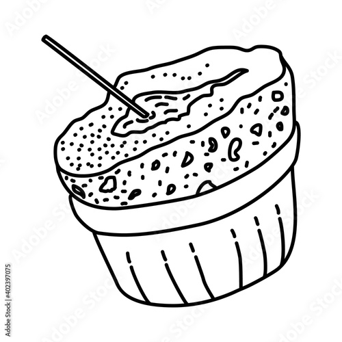 Chocolate souffle Icon. Doodle Hand Drawn or Outline Icon Style