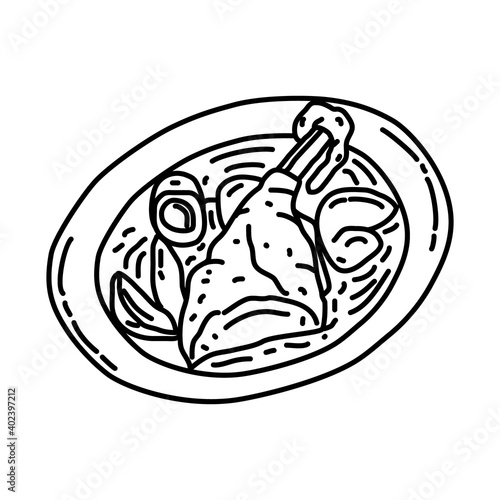 Coq au vin Icon. Doodle Hand Drawn or Outline Icon Style