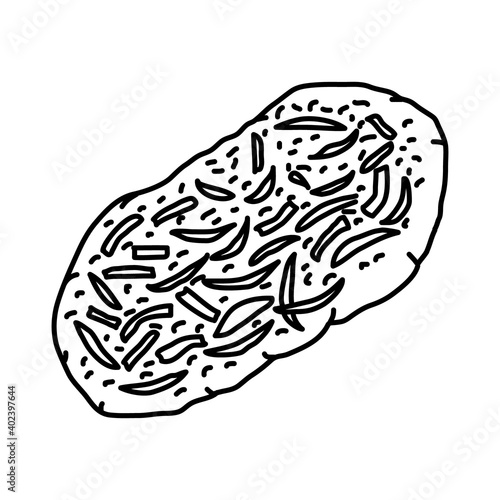 Flammekueche Icon. Doodle Hand Drawn or Outline Icon Style