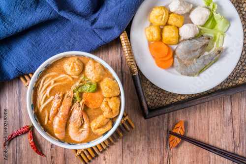 Seafood Shacha Noodles, a specialty snack in Xiamen, Fujian, China photo