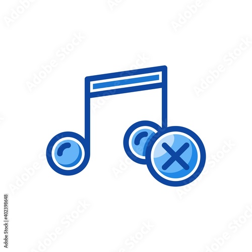 No sound icon in filled line style isolated on white background. EPS 10