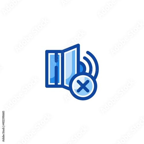 No sound icon in filled line style isolated on white background. EPS 10