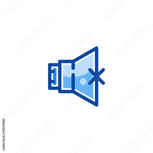 No sound icon in filled line style isolated on white background. EPS 10