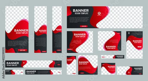 Set of Business Web Banners with standard size. Vertical, horizontal and square template. Vector EPS	10
