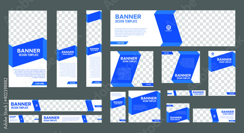 Set of Business Web Banners with standard size. Vertical, horizontal and square template. Vector EPS	10