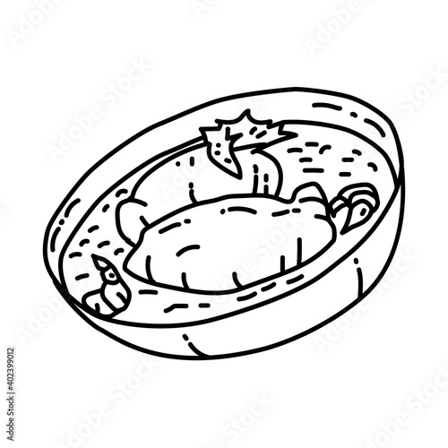 Quenelles de brochet Icon. Doodle Hand Drawn or Outline Icon Style