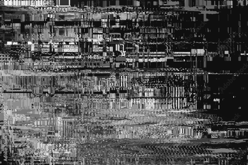 Digital Glitch Abstract Grayscale Vector Pattern Background Texture Banner