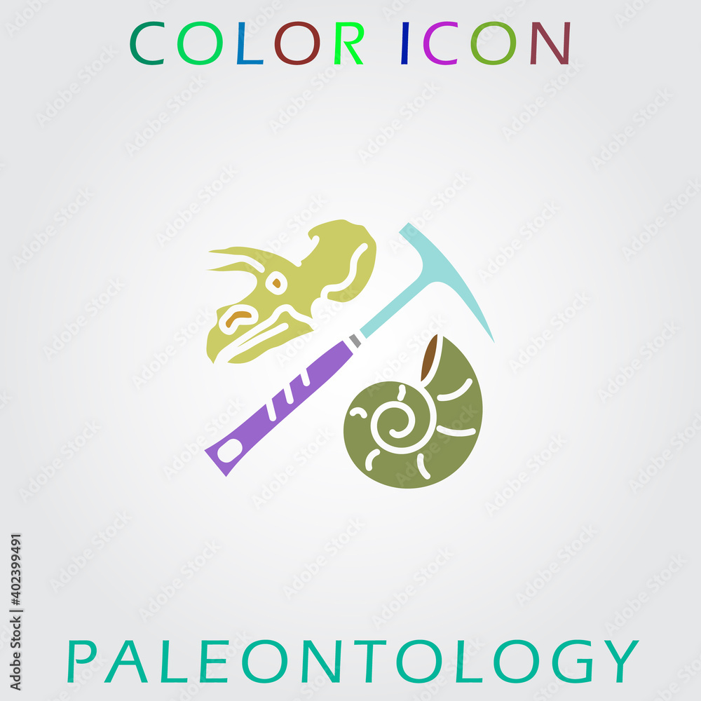 Fototapeta premium Color icon of paleontology and geology. Premium quality color symbol collection.