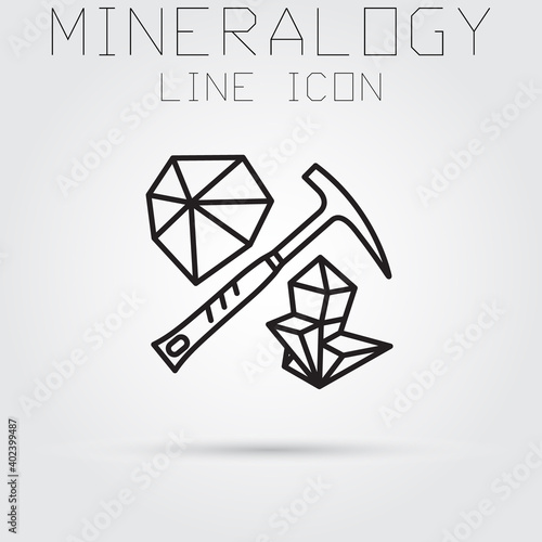 Stroke line icon of mineralogy and geology.