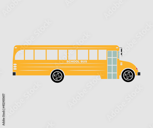 School Bus Illustration of school kids riding school bus transportation education Vector, symbol, logo, icon.