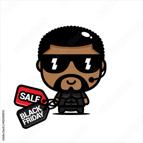  black friday celebration cute character vector design
