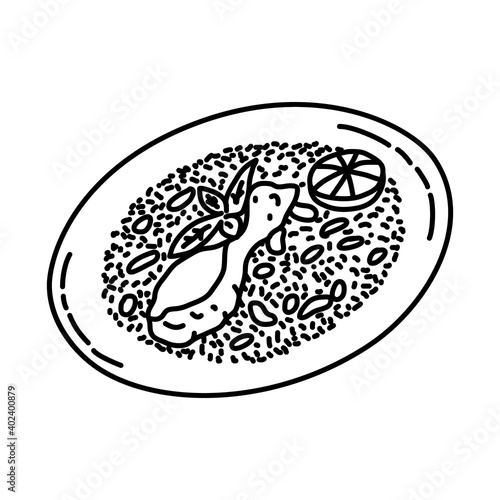 Biryani Icon. Doodle Hand Drawn or Outline Icon Style
