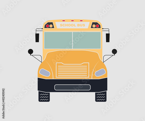 School Bus Illustration of school kids riding school bus transportation education Vector, symbol, logo, icon.