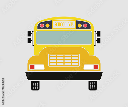 School Bus Illustration of school kids riding school bus transportation education Vector, symbol, logo, icon.