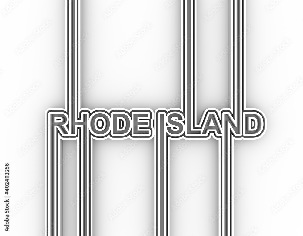Image relative to USA travel. Rhode Island state name in geometry style design. Creative vintage typography poster concept. 3D rendering Image relative to USA travel. Rhode Island state name in geometry style design. Creative vintage typography poster concept. 3D rendering