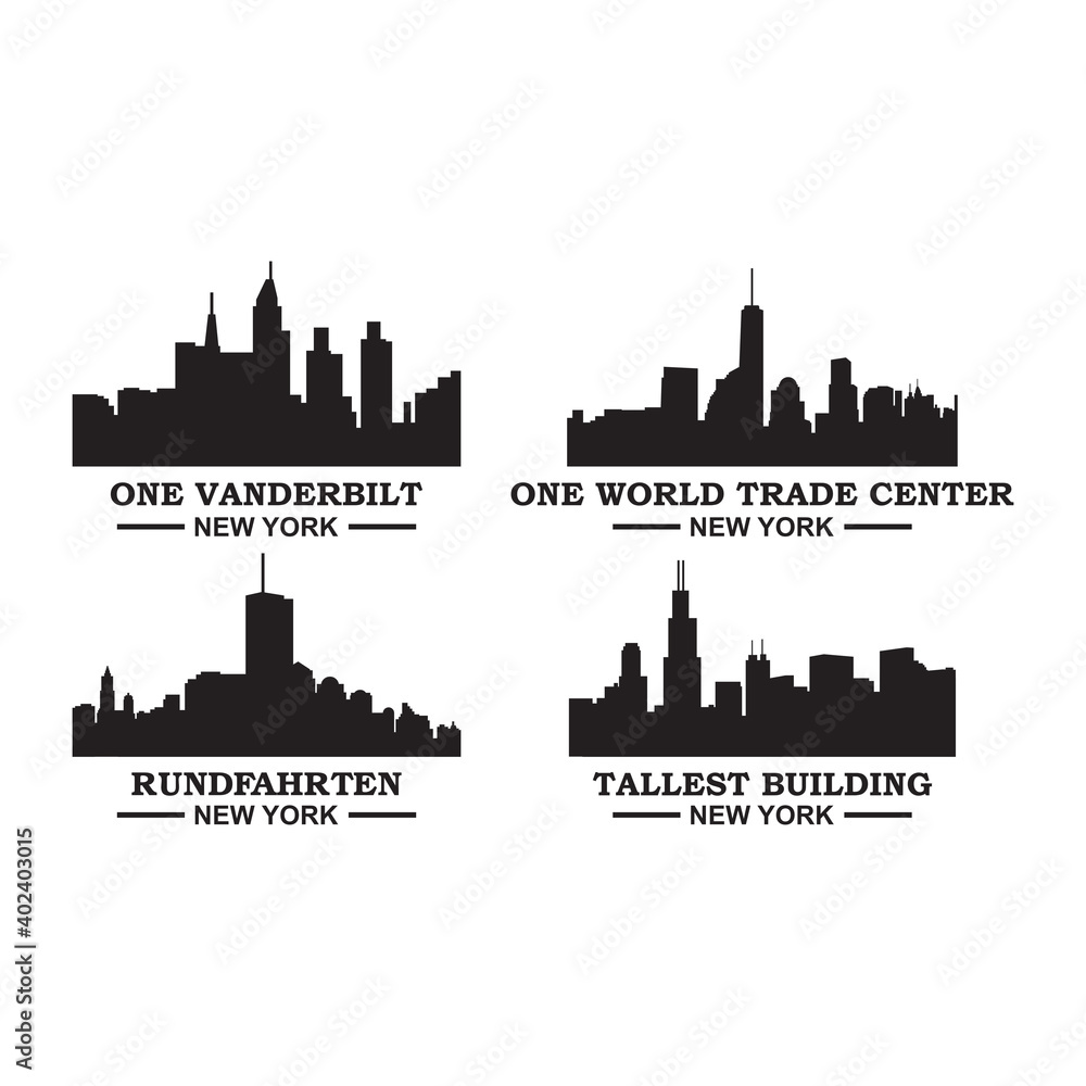 Naklejka premium A Set Of Skyscraper Vector , A Set Of United States Logo