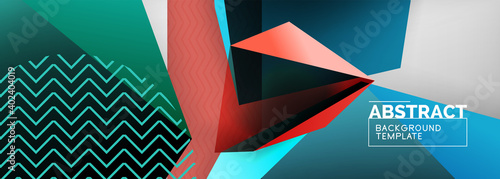 Low poly 3d geometric shapes, minimal abstract background. Vector illustrations for covers, banners, flyers and posters and other