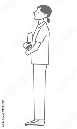 Vector illustration of a sideways nurse