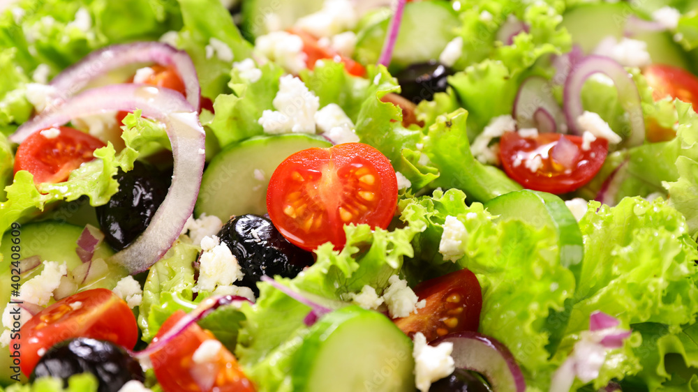 vegetable salad with tomato, olive, onion and cheese vegetable salad with tomato, olive, onion and cheese