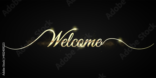 WElCOME gold letters banner, can use for, landing page, template, ui, web, mobile app, poster, banner, flyer, background
