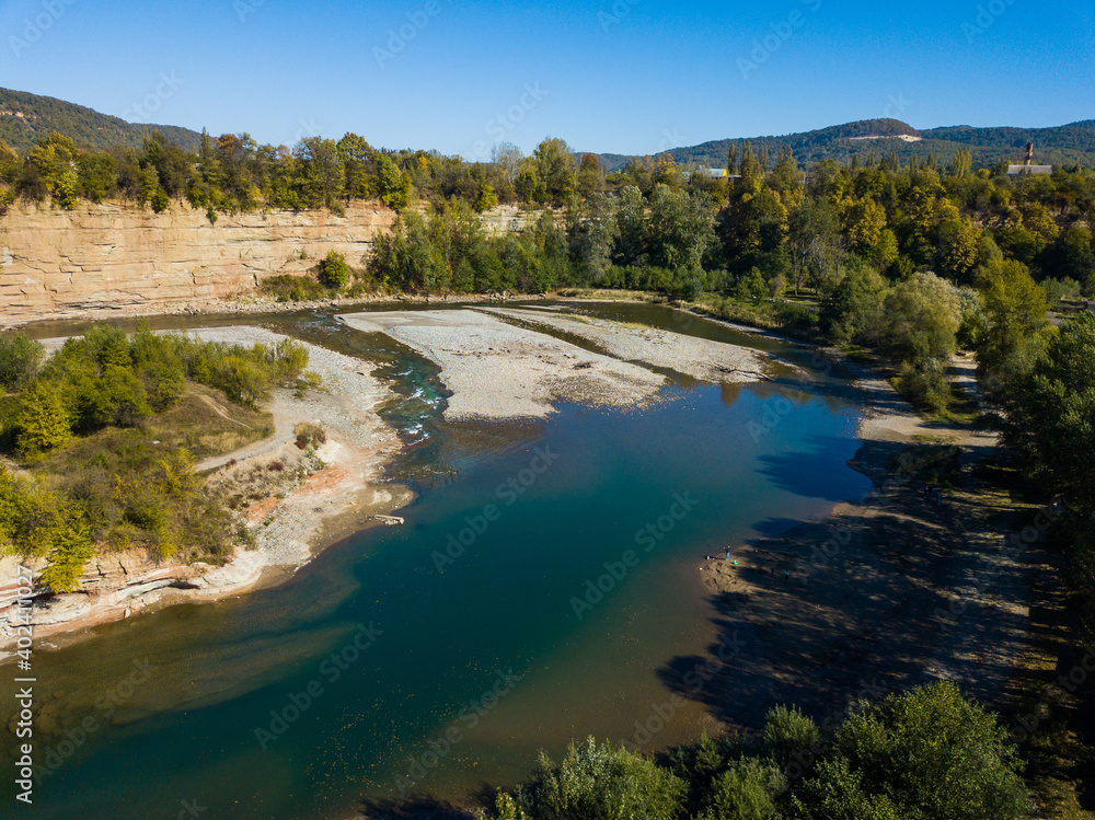 Landscape with a mountain river Landscape with a mountain river