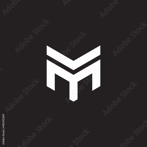 abstract letter mv simple geometric flat logo vector