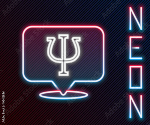Glowing neon line Psychology icon isolated on black background. Psi symbol. Mental health concept, psychoanalysis analysis and psychotherapy. Colorful outline concept. Vector.