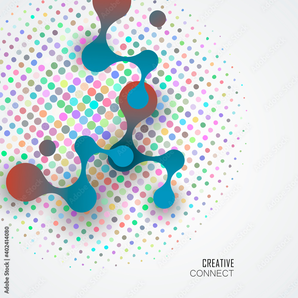 Obraz premium Abstract volumetric blue molecules white background. Vector logo design elements.
