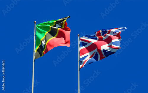 Flags of Saint Kitts and Nevis and UK British.