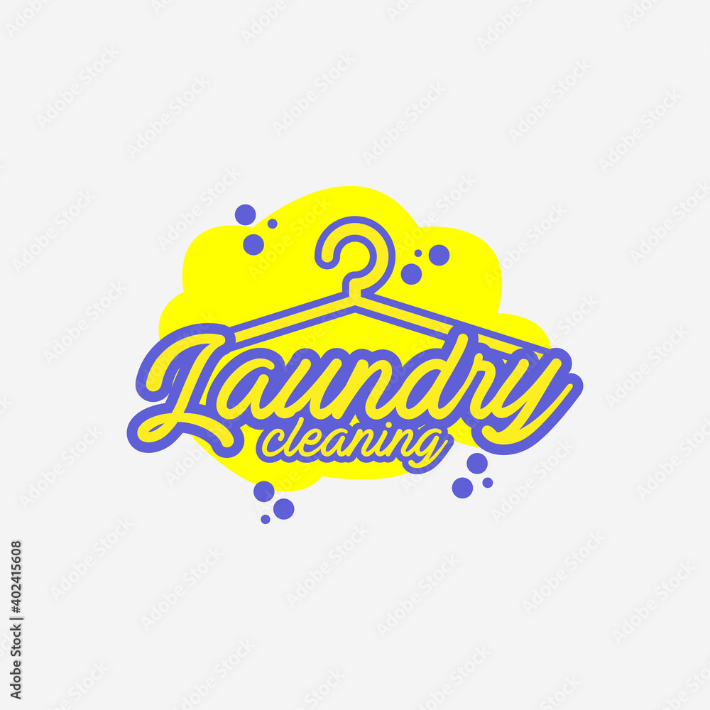 Laundry Dry and Cleaning Logo Vector Design Vintage Illustration, Hanger Logo