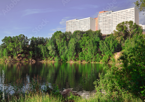 The house on the high Bank of the lake photo