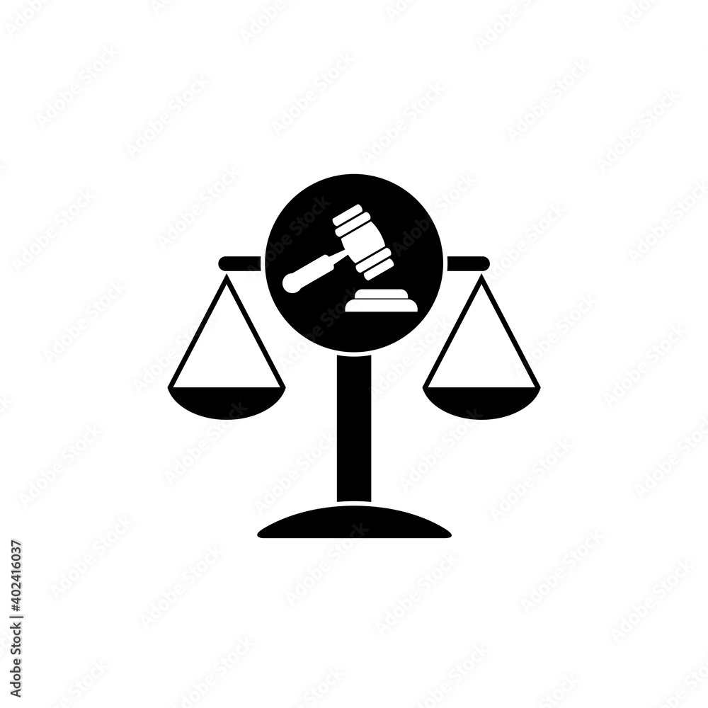 Justice scales icon isolated on white background Justice scales icon isolated on white background