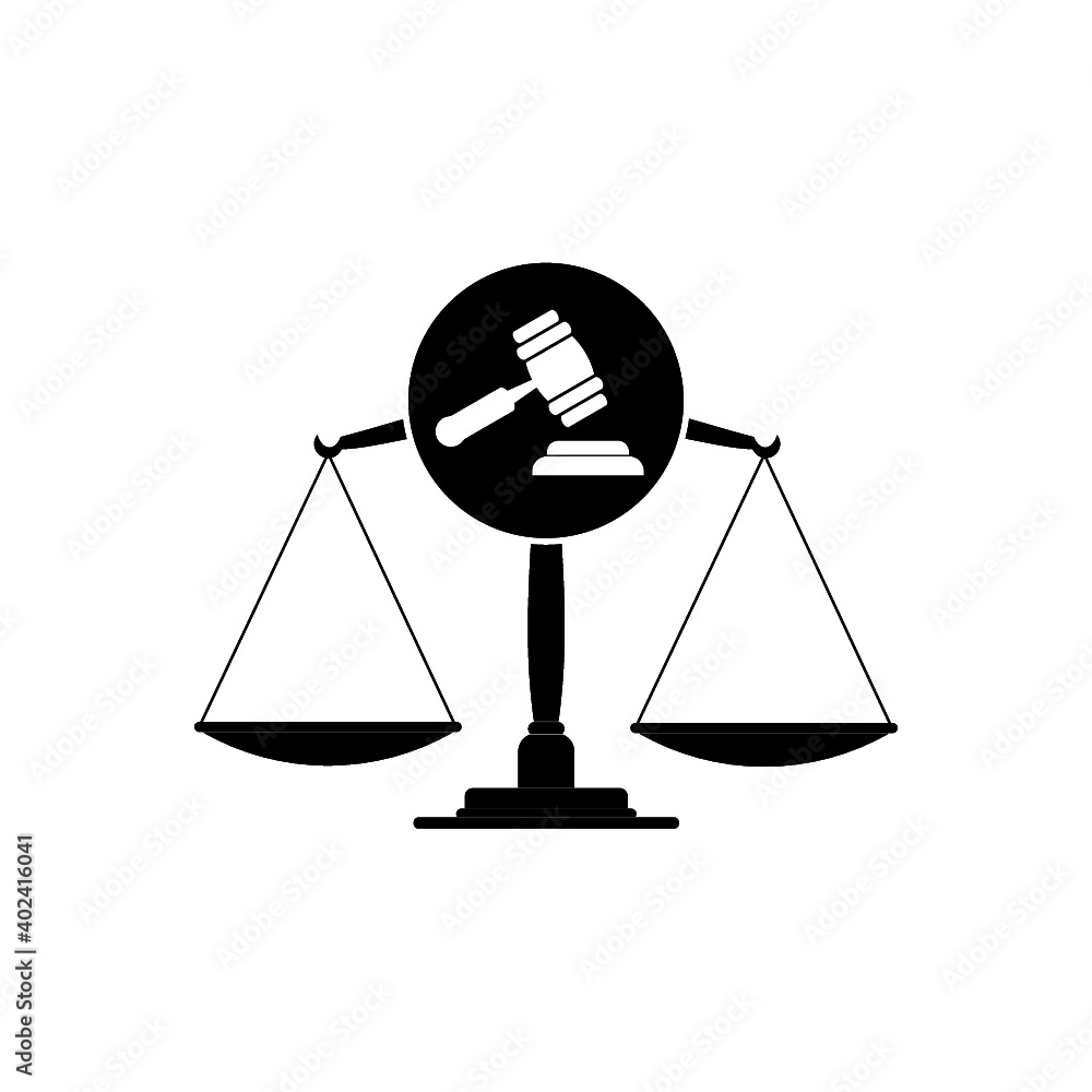 Justice scales icon isolated on white background Justice scales icon isolated on white background
