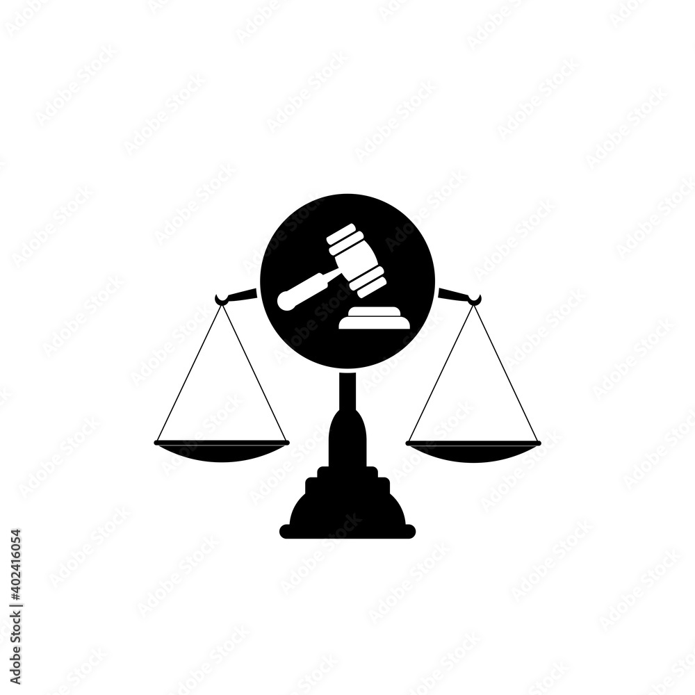 Justice scales icon isolated on white background
