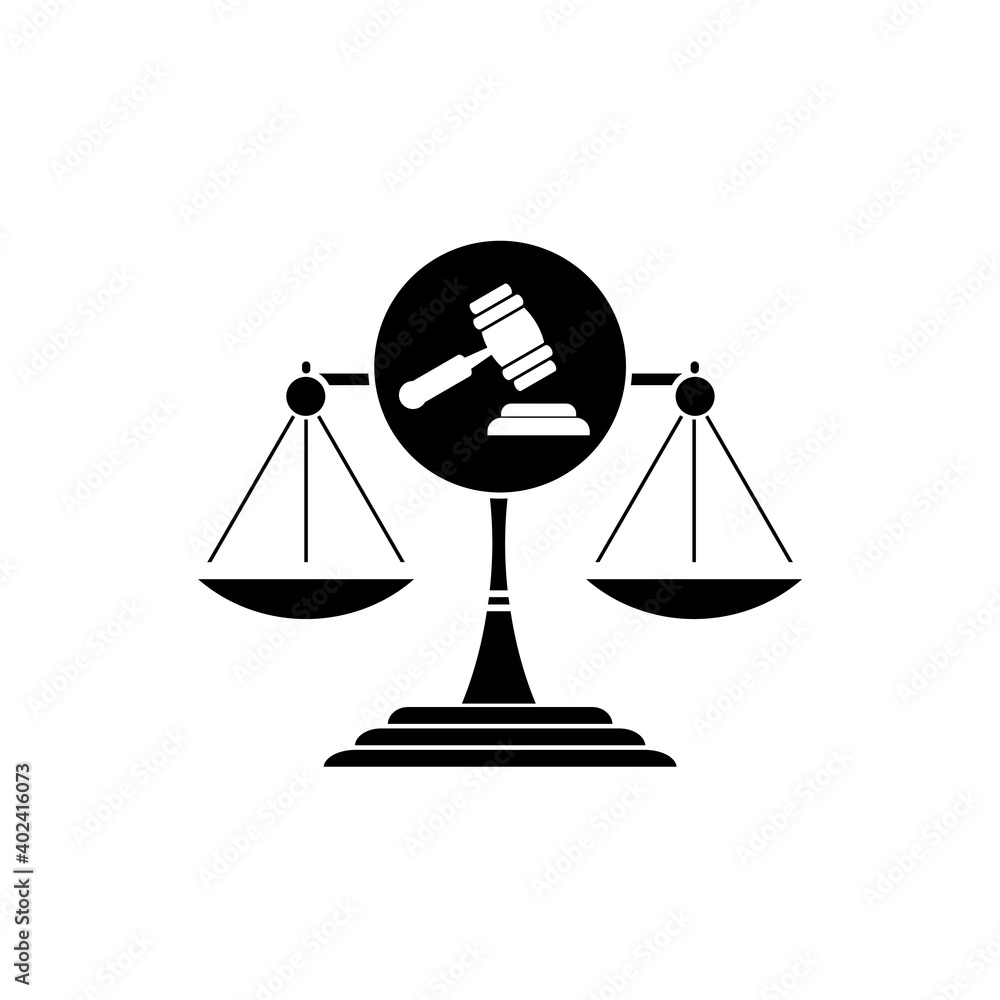 Justice scales icon isolated on white background Justice scales icon isolated on white background
