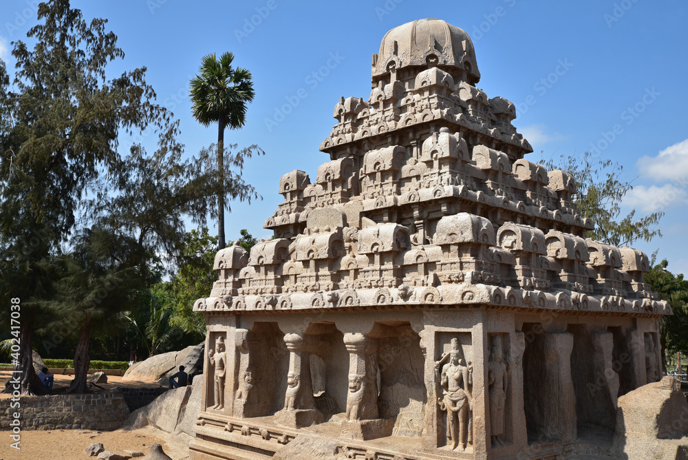 Temple des cinq Rathas à Mallabapuram, Inde du Sud