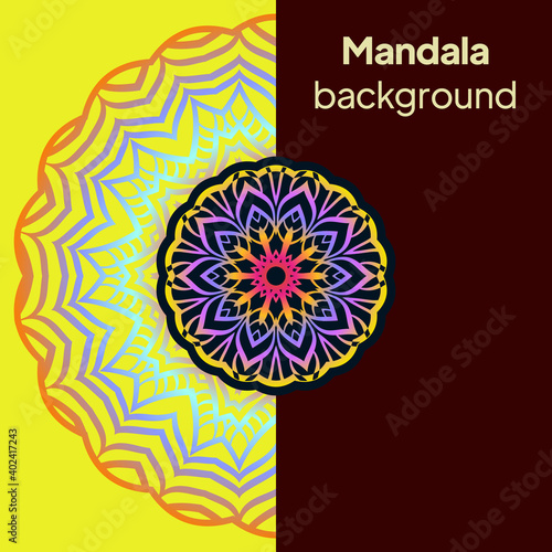 Ethnic Mandala ornament. Templates with mandalas. Vector illustration for congratulation or invitation.