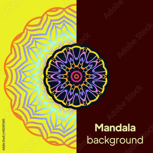 Cards or Invitations with tribal ethnic mandala ornament. For wedding, bridal, Valentine's day, greeting card or birthday invitation. Vector illustration