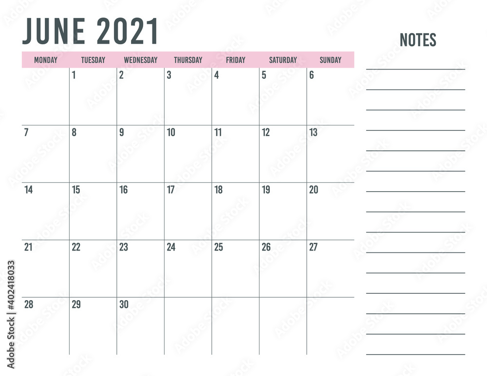 Calendar June 2021 with landscape template Calendar June 2021 with landscape template