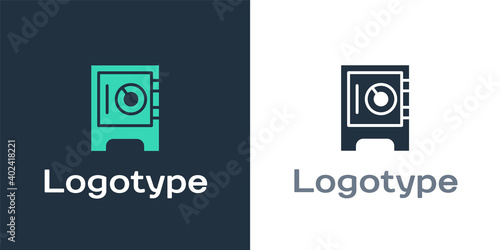 Logotype Safe icon isolated on white background. The door safe a bank vault with a combination lock. Reliable Data Protection. Logo design template element. Vector.