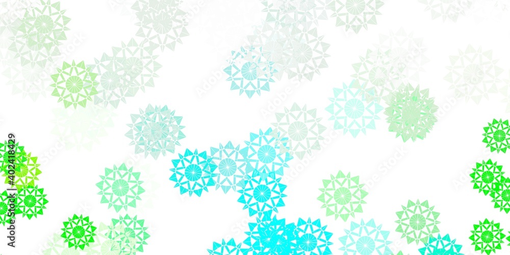 Light green vector background with christmas snowflakes.