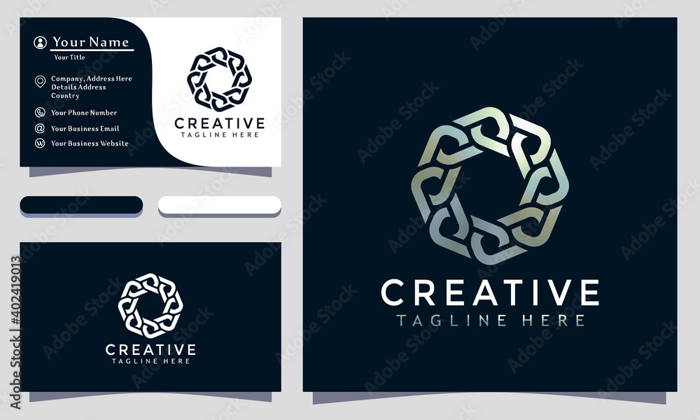 Fototapeta premium Abstract Stylized Chain creative logo design vector illustration, minimalist elegant, modern company business card template