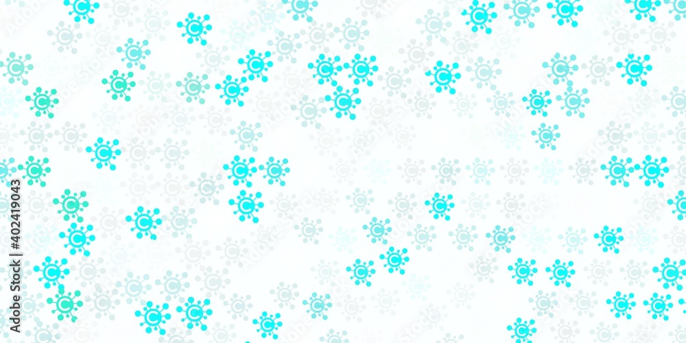 Light Blue, Green vector background with covid-19 symbols. Light Blue, Green vector background with covid-19 symbols.