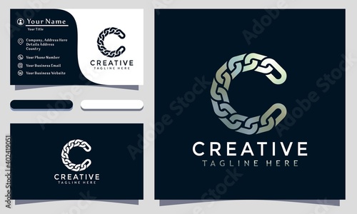 Abstract Letter C Chain creative logo design vector illustration, minimalist elegant, modern company business card template
