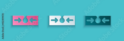 Paper cut Acne icon isolated on blue background. Inflamed pimple on the skin. The sebum in the clogged pore promotes the growth of a bacteria. Paper art style. Vector.
