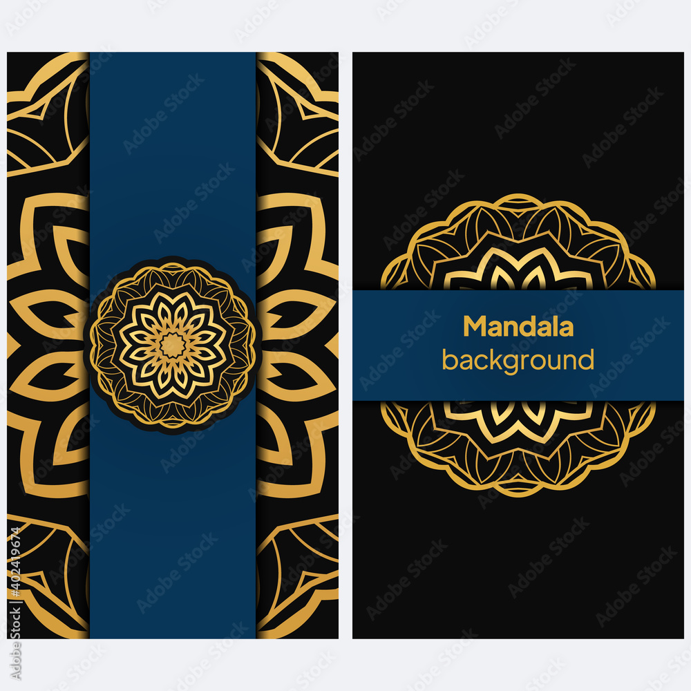 Color greeting card. Ethnic mandala pattern. Hand drawn vector illustration
